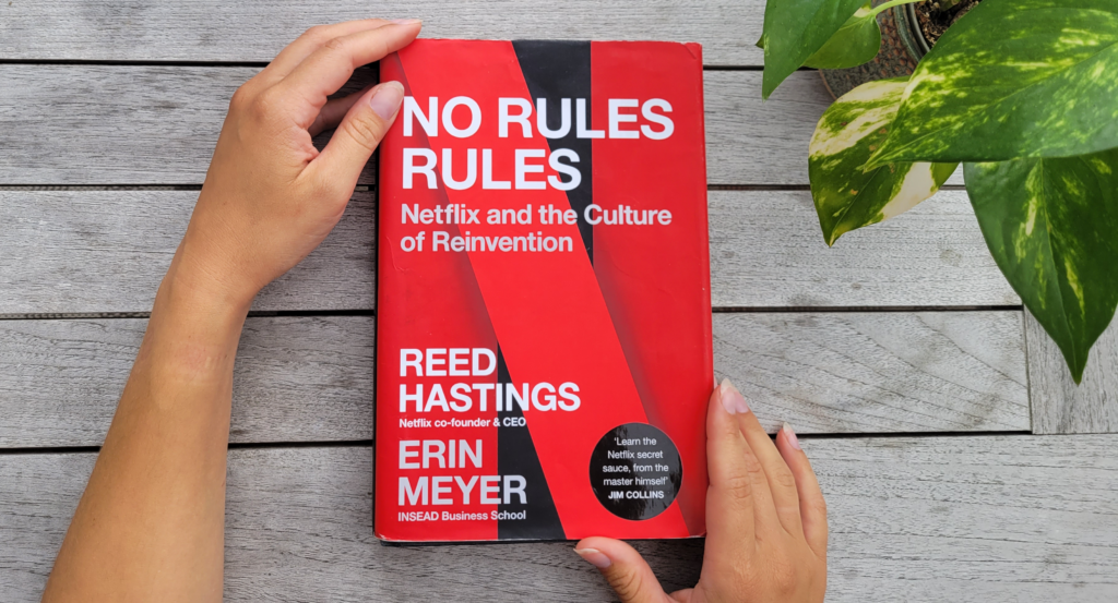 The front cover of No Rules Rules: Netflix and the Culture of Reinvention by Reed Hasting and Erin Meyer
